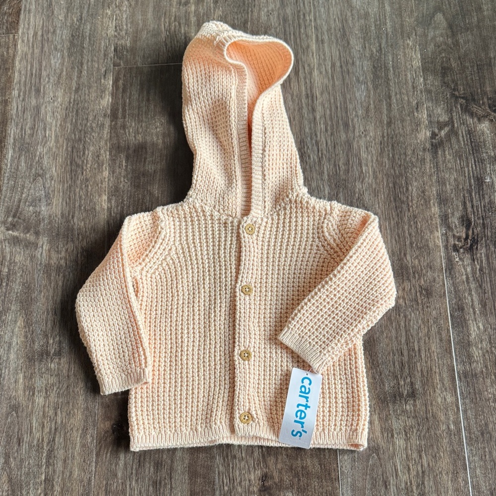 Carter's Pink Hooded Knit Baby Sweater